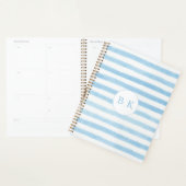 Op maat gemaakte monogram blauwe gestreepte planne planner (Display)