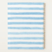 Op maat gemaakte monogram blauwe gestreepte planne planner (Achterkant)