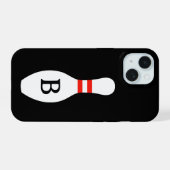 Op maat gemaakte monogram bowlingpin iPhone 15 hoe Case (Achterkant horizontaal)