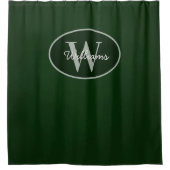 Op maat gemaakte monogram douchegordijn donkergroe (Voorkant)