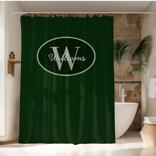 Op maat gemaakte monogram douchegordijn donkergroe