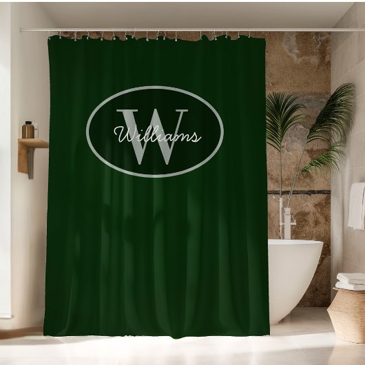 Op maat gemaakte monogram douchegordijn donkergroe