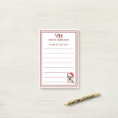 Op maat gemaakte monogram Duitse herder Kerstcadea Post-it® Notes (Op bureau)