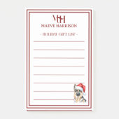 Op maat gemaakte monogram Duitse herder Kerstcadea Post-it® Notes (Voorkant)