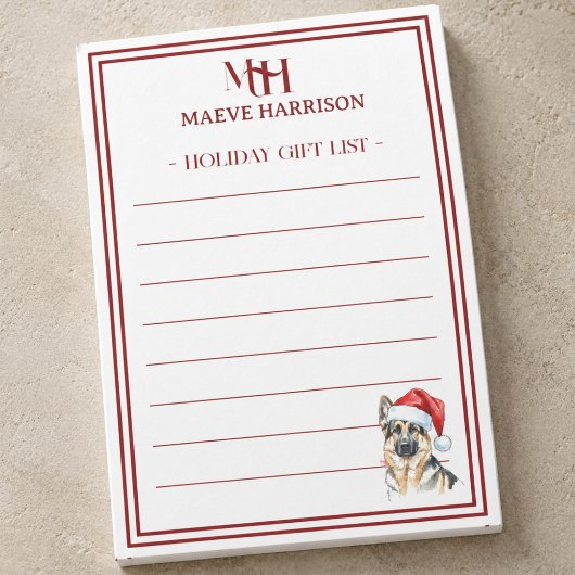Op maat gemaakte monogram Duitse herder Kerstcadea Post-it® Notes