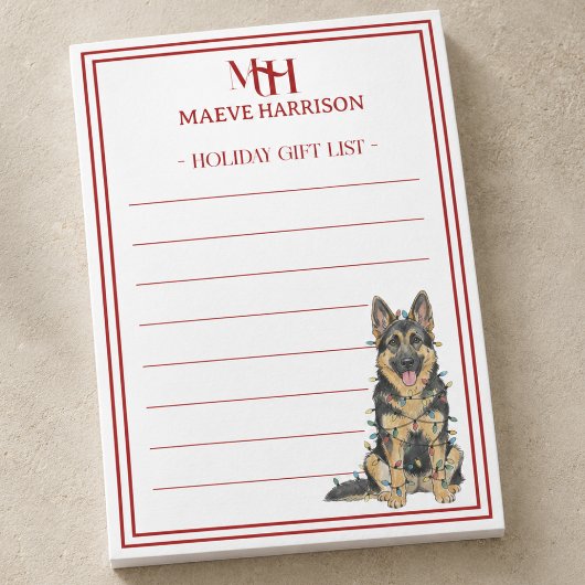 Op maat gemaakte monogram Duitse herder kerstcadea Post-it® Notes