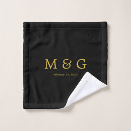 Op maat gemaakte monogram en datum gepersonaliseer washandje