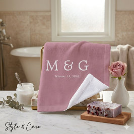 Op maat gemaakte monogram en datum gepersonaliseer washandje