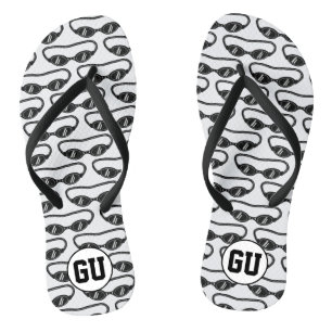 Op maat gemaakte monogram flip flops met zwembril 