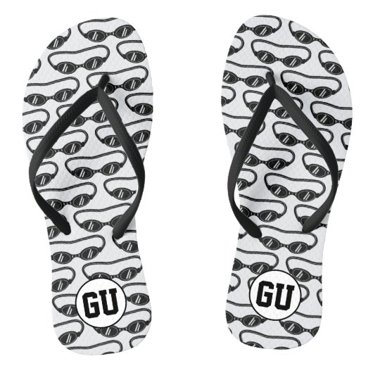 Op maat gemaakte monogram flip flops met zwembril (Voetbed)