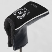 Op maat gemaakte monogram gepersonaliseerde zwarte golfheadcover (3/4 voorkant)