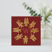 Op maat gemaakte monogram-gingerbread katten - Han Kaart (Staand voorkant)