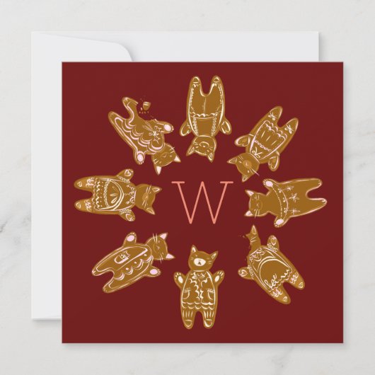 Op maat gemaakte monogram-gingerbread katten - Han Kaart (Voorkant)