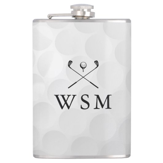 Op maat gemaakte monogram golfbal heupfles (Voorkant)