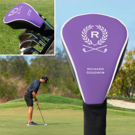Op maat gemaakte monogram golfhoofdhoes paars golfheadcover