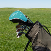 Op maat gemaakte monogram golfhoofdhoes turquoise golfheadcover (Insitu)
