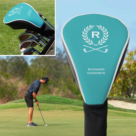 Op maat gemaakte monogram golfhoofdhoes turquoise golfheadcover