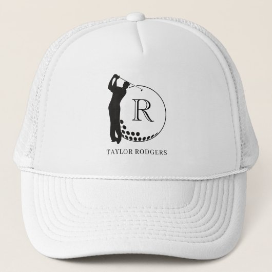 Op maat gemaakte monogram golfswinghoed trucker pet (Voorkant)
