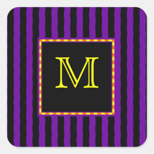 Op maat gemaakte monogram goth gestreepte sticker