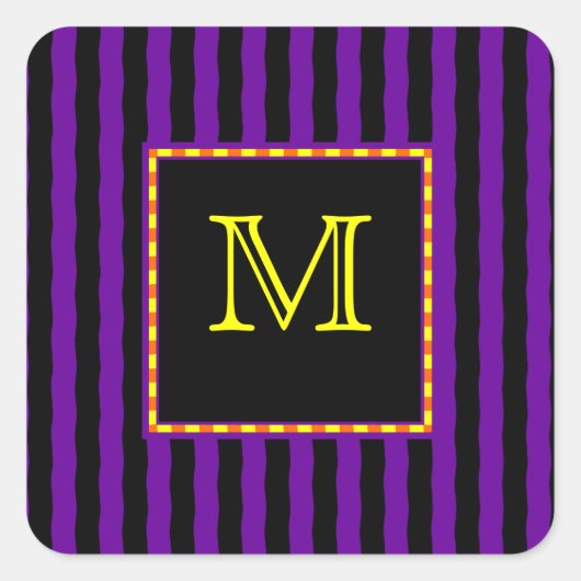 Op maat gemaakte monogram goth gestreepte sticker (Voorkant)