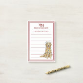 Op maat gemaakte monogram Gouden Retriever Kerstca Post-it® Notes (Op bureau)