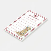 Op maat gemaakte monogram Gouden Retriever Kerstca Post-it® Notes (Schuin)