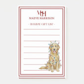Op maat gemaakte monogram Gouden Retriever Kerstca Post-it® Notes (Voorkant)
