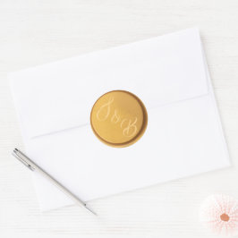 Op maat gemaakte monogram gouden waszegel trouwsti ronde sticker