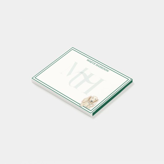 Op maat gemaakte monogram handgetekende dachshund post-it® notes (Schuin)