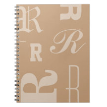 Op maat gemaakte monogram in bruine kleur, typogra
