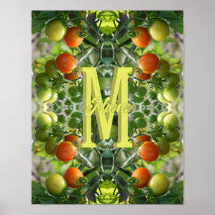 Op maat gemaakte monogram initiaal naam cherrytoma poster