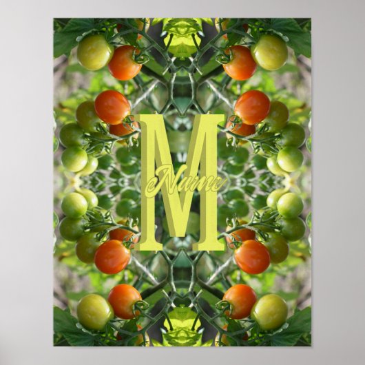 Op maat gemaakte monogram initiaal naam cherrytoma poster (Voorkant)