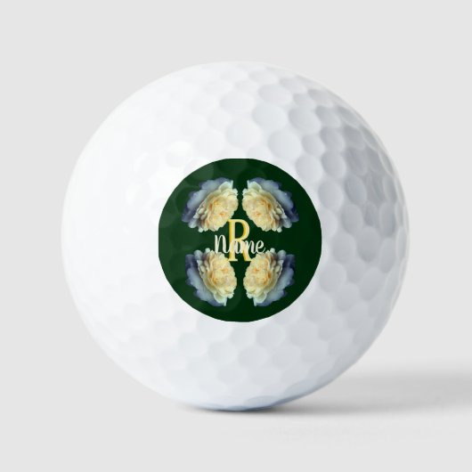 Op maat gemaakte monogram initiaal naam gele rozen golfballen (Voorkant)