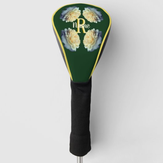 Op maat gemaakte monogram initiaal naam gele rozen golfheadcover (Voorkant)