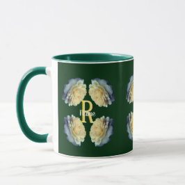 Op maat gemaakte monogram initiaal naam gele rozen mok