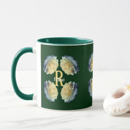 Op maat gemaakte monogram initiaal naam gele rozen mok