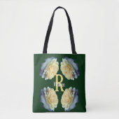 Op maat gemaakte monogram initiaal naam gele rozen tote bag (Voorkant)