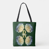 Op maat gemaakte monogram initiaal naam gele rozen tote bag (Achterkant)