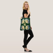Op maat gemaakte monogram initiaal naam gele rozen tote bag (Op model)