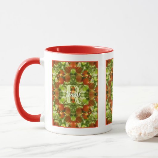 Op maat gemaakte monogram initiaal naam moestuin t mok (Met donut)