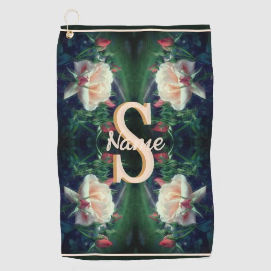 Op maat gemaakte monogram initiaal naam perzikroos golfhanddoek (Voorkant)