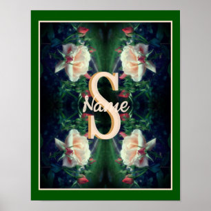 Op maat gemaakte monogram initiaal naam perzikroos poster