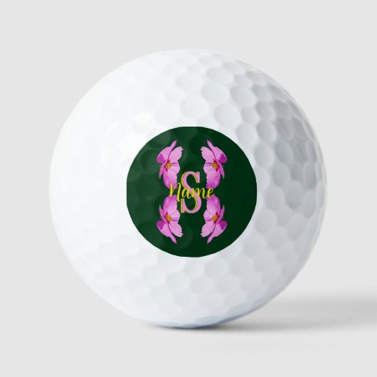 Op maat gemaakte monogram initiaal naam Roze Cosmo Golfballen (Voorkant)
