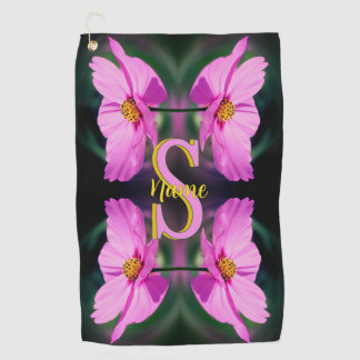 Op maat gemaakte monogram initiaal naam Roze Cosmo Golfhanddoek