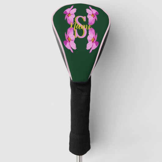 Op maat gemaakte monogram initiaal naam Roze Cosmo Golfheadcover (Voorkant)