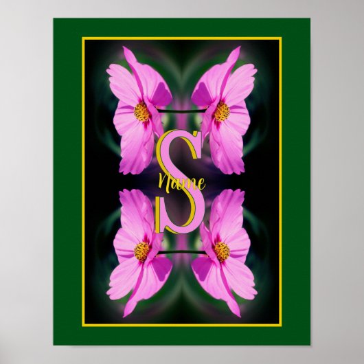 Op maat gemaakte monogram initiaal naam Roze Cosmo Poster (Voorkant)