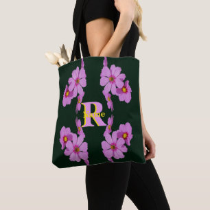 Op maat gemaakte monogram initiaal naam Roze Madel Tote Bag