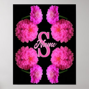 Op maat gemaakte monogram initiaal naam Zinnia blo Poster