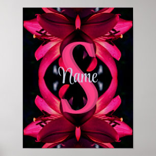 Op maat gemaakte monogram met uw eerste naam lelie poster