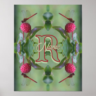 Op maat gemaakte monogram met uw eerste naam libel poster